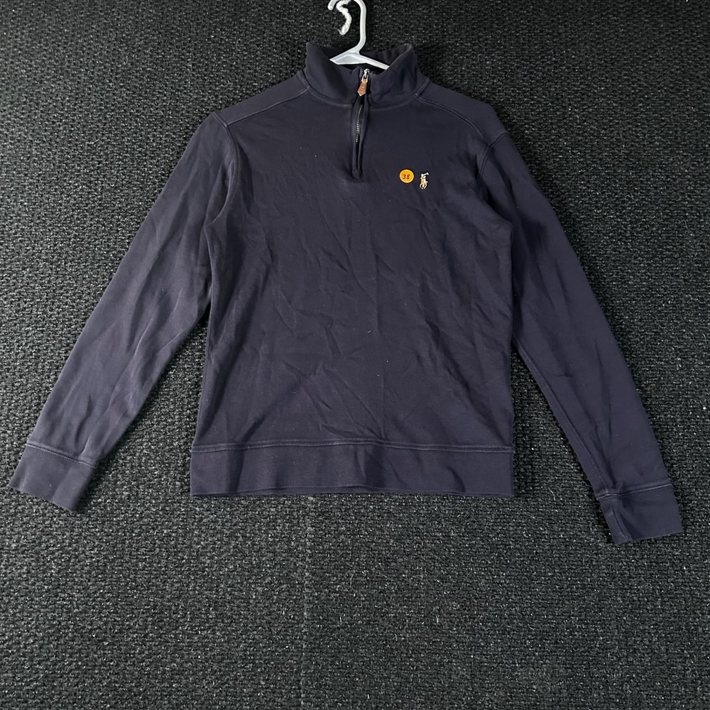 Polo Ralph Lauren Kids Navy Blue 1/4 Zip Long Sleeve Polo Shirt Size L G 14‎ 16